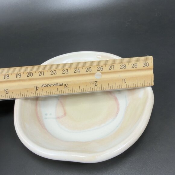 Vintage Hand Made Studio Art Pottery Trinket Dish Plate Artist Signed Stoneware - Picture 2 of 8